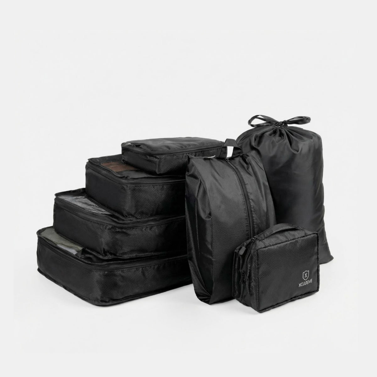 Pack de 7 organizadores para maletas Easy Packing negros Xclusive